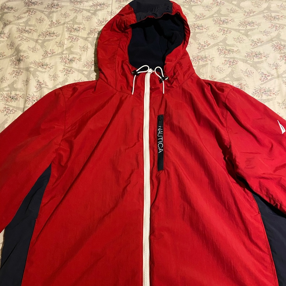 Nautica Red Vintage Jacket Coat Fullzip Size Large